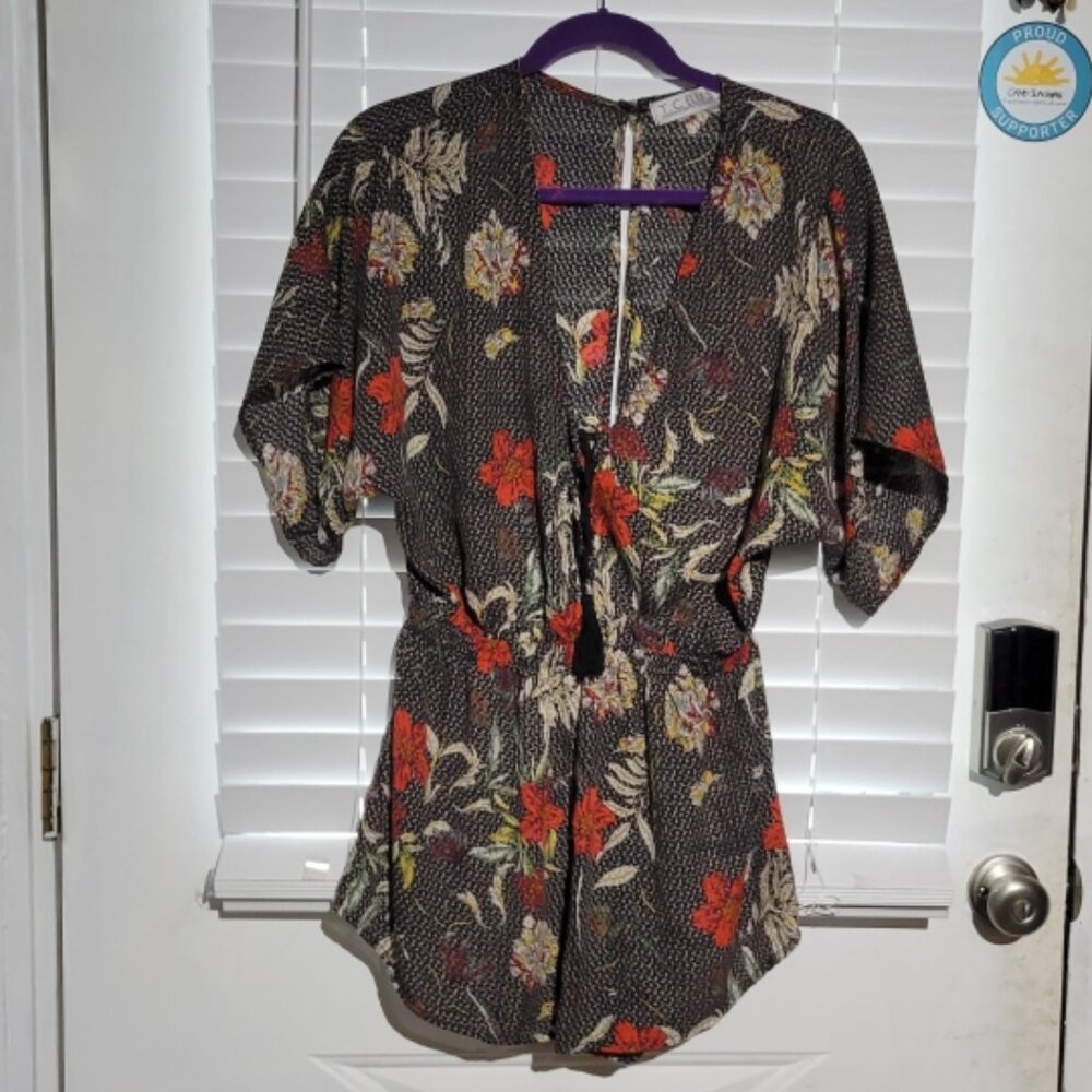 Cute Brown and Floral Romper - Made by T.C. Elli's - Size M